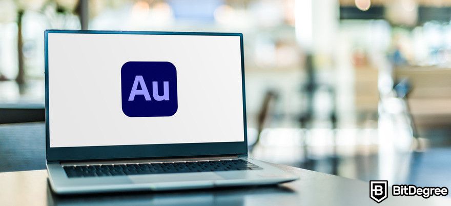 Descript review: Adobe Audition logo on computer.