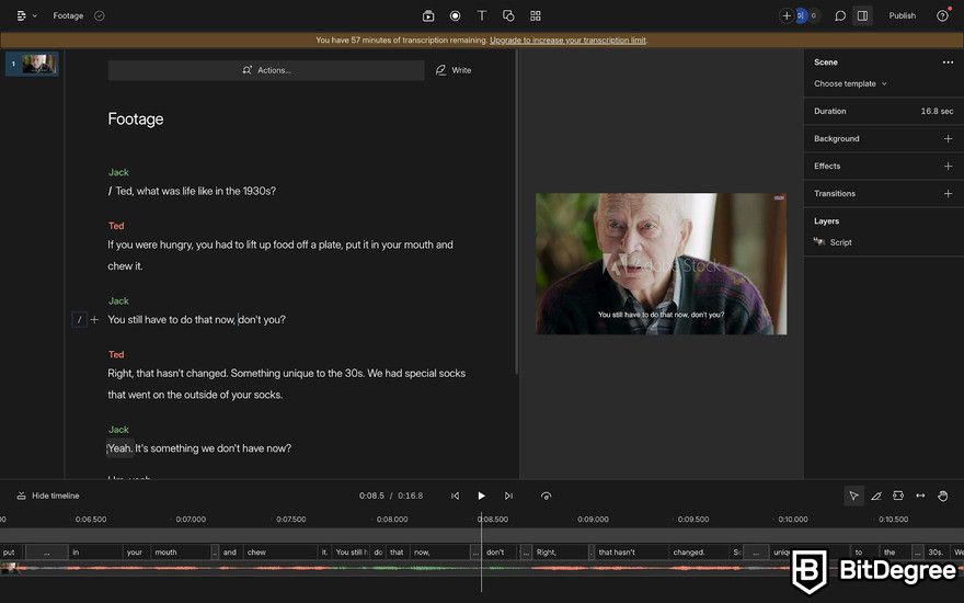 Descript review: video editing interface.