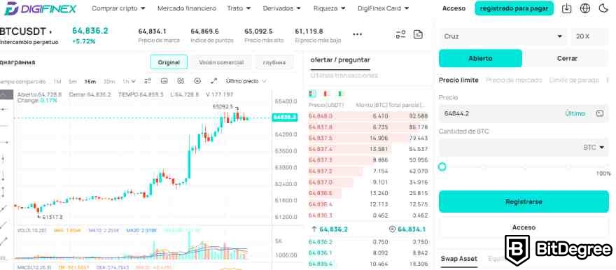 DigiFinex operaciones: transacciones.