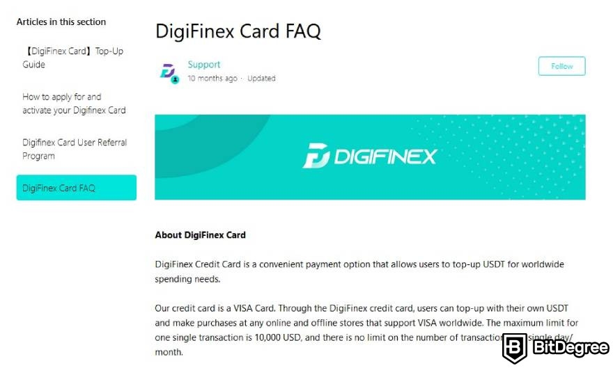 DigiFinex отзывы: кредитная карта.