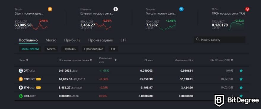 DigiFinex отзывы: криптовалютные пары.