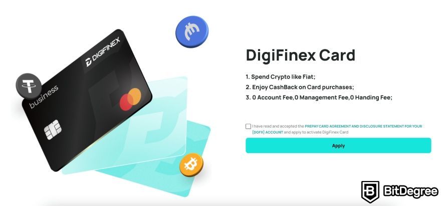 DigiFinex review: the DigiFinex card.