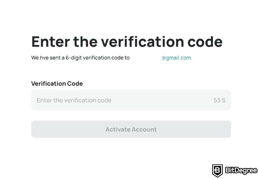 DigiFinex review: email verification.