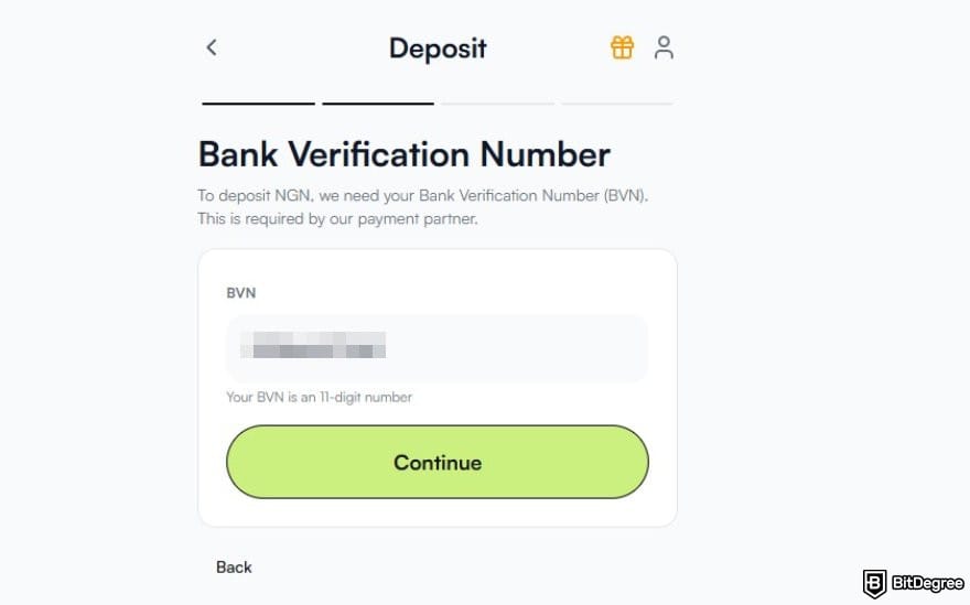 Does PayPal work in Nigeria: the page to enter Bank Verification Number on Ogvio.