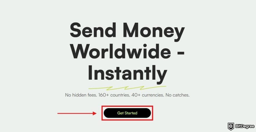 Does PayPal work in Nigeria: Ogvio homepage with the Get Started button highlighted.