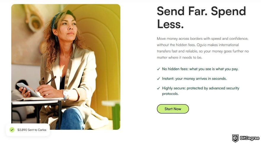 Does PayPal work in Nigeria: description for Ogvio sending money feature.