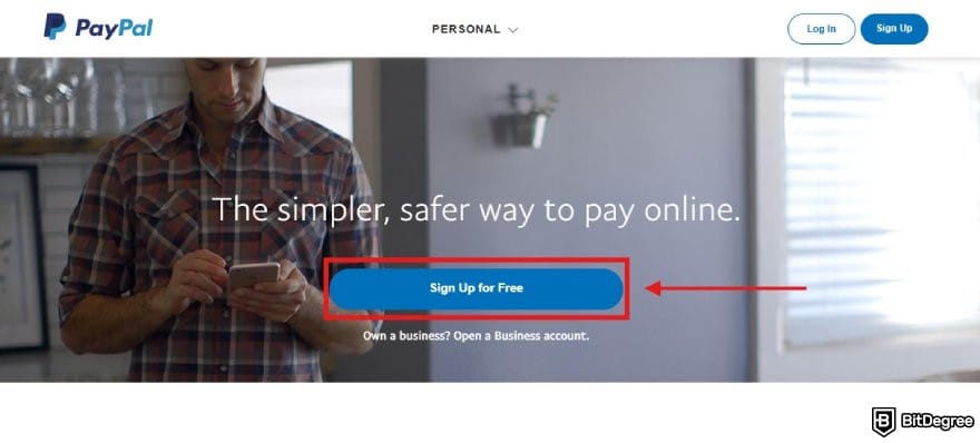 Does PayPal work in Nigeria: PayPal NG homepage with the Sign Up button highlighted.