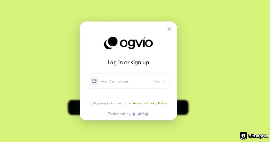 Does Wise work in Nigeria: Ogvio's log in or sign up page.