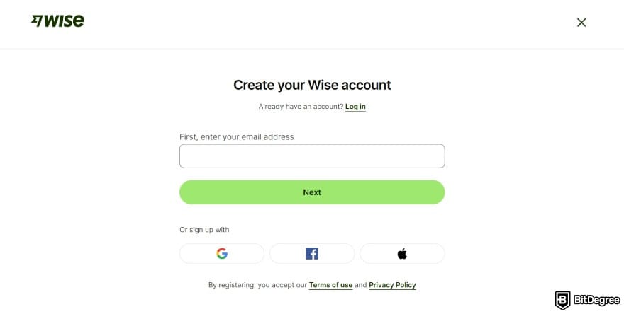 Does Wise work in Nigeria: create your Wise account.