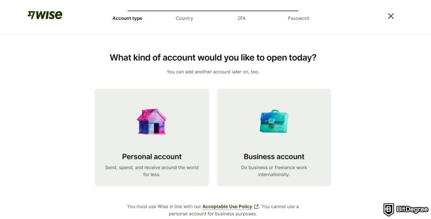 Does Wise work in Nigeria: decide the kind of account you want to open on Wise.
