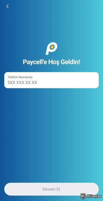 Does Wise work in Turkey: Paycell sign-up page.