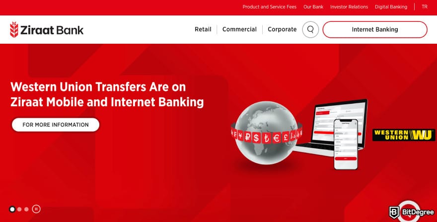 Does Wise work in Turkey: Ziraat Bank homepage.