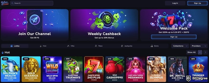 Duelbits review: the 7Bit casino homepage.