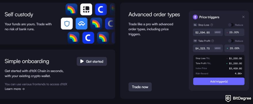 dYdX review: self-custody, simple onboarding, and more.