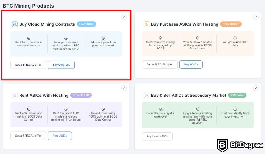 ECOS mining review: choose the cloud mining contracts