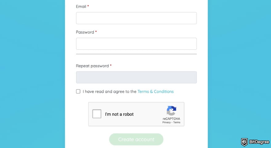 Electroneum referral codes: Electroneum's sign up page.