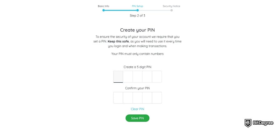 Electroneum referral codes: Electroneum asking you to create your PIN.