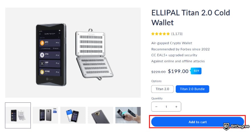 Ellipal discount code: add the product to cart.