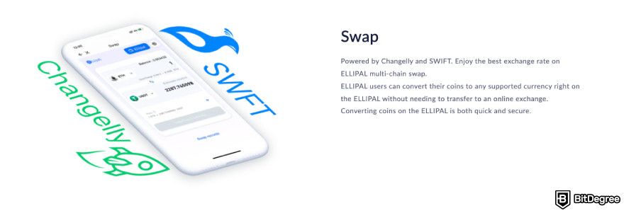 ELLIPAL Titan review: a screenshot of Titan's swap feature.