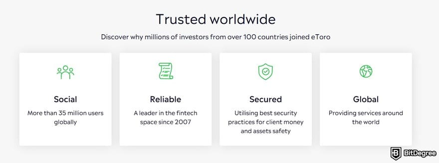 eToro review: a list of core strengths of eToro.