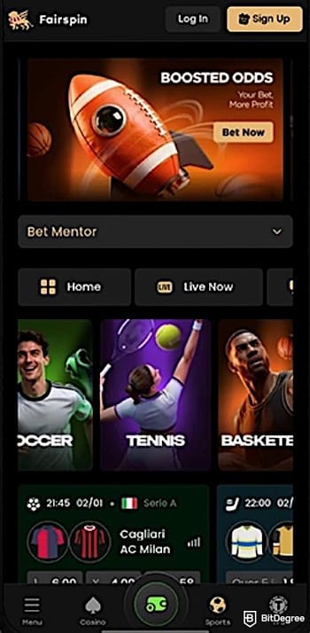 Fairspin Casino review: Fairspin shown on a mobile web browser. Fairspin Casino review: Fairspin shown on a mobile web browser.