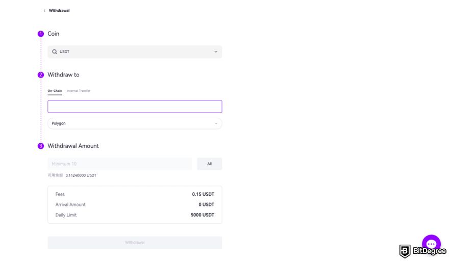FameEX review: enter the amount and confirm withdrawal.