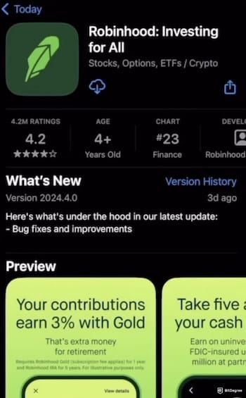 Fidelity crypto ETF: the Robinhood mobile app on App Store.