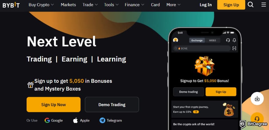 Fidelity Crypto review: Bybit website.