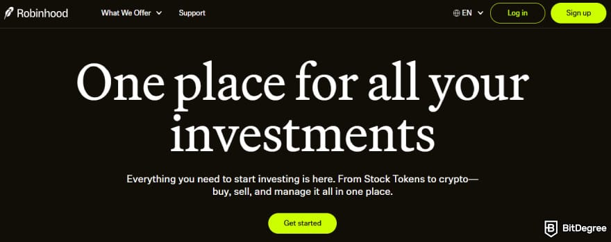 Fidelity Crypto review: Robinhood website.