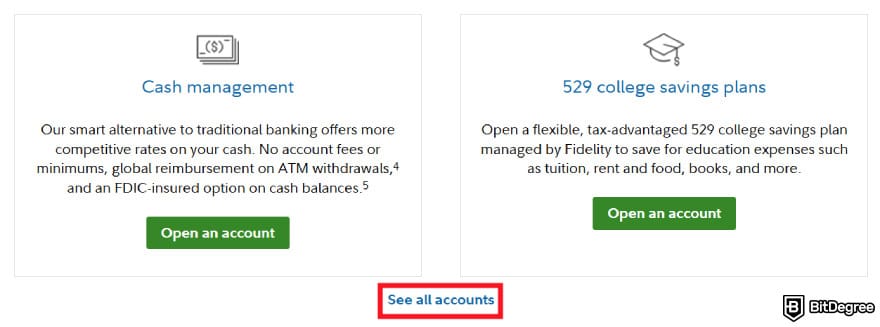 Fidelity Crypto review: [See all account] button on Fidelity Crypto.