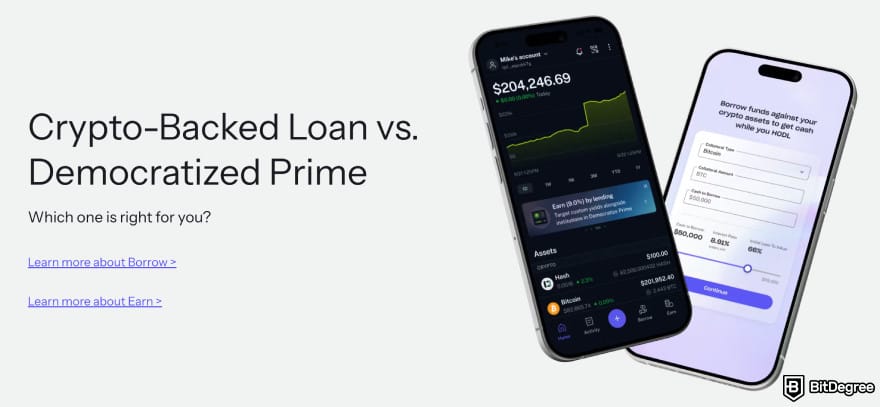 Figure Crypto-Backed Loan VS Democratized Prime.