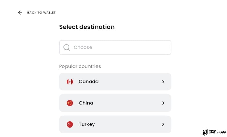 Finom review: the destination countries on Finom.