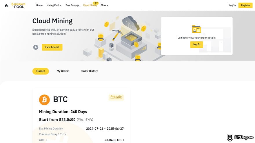 Free Cloud Mining: Binance Pool Page.