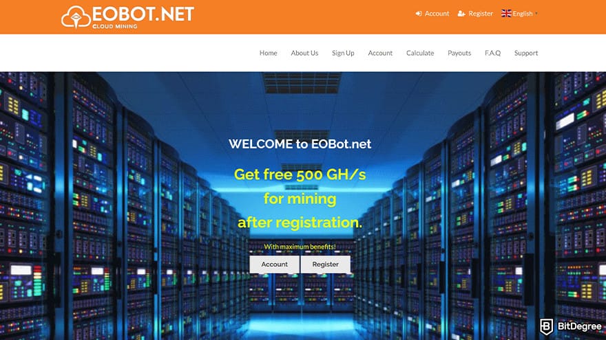 Free cloud mining: ebot.net homepage.