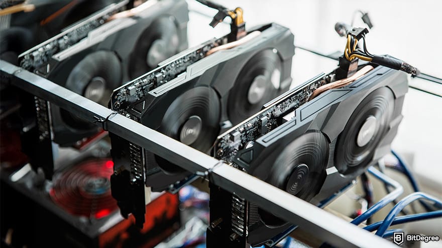 Free Cloud Mining: A stack of motherboards in a server room.