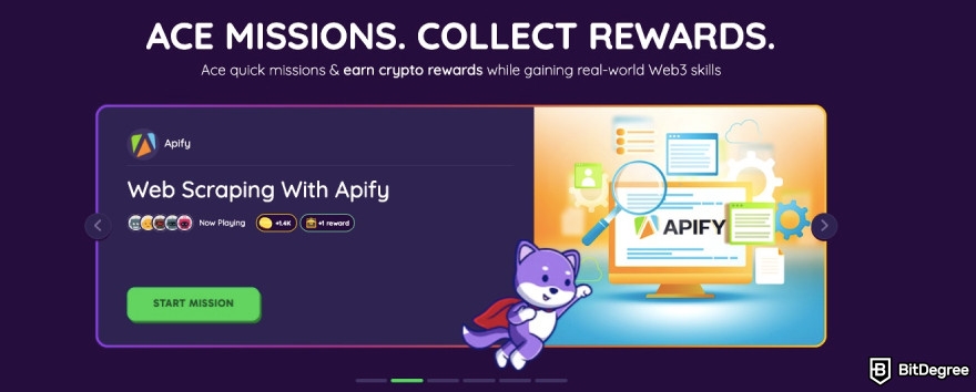 Free NFT airdrops: BitDegree's missions.