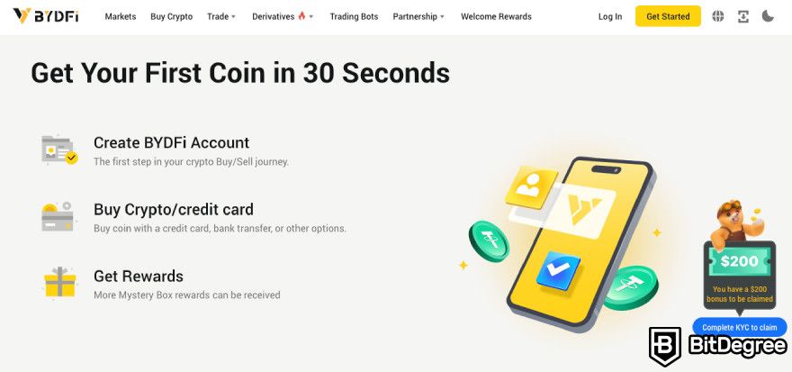 Buying your first coin on BYDFi.