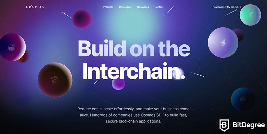 Future of blockchain: the homepage for the Cosmos network.