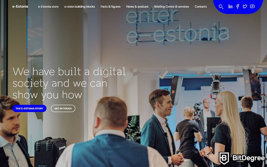 Future of blockchain: e-Estonia homepage.