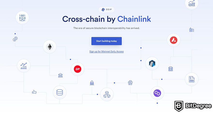 Future of cryptocurrency: The CCIP landing page on Chainlink's website.
