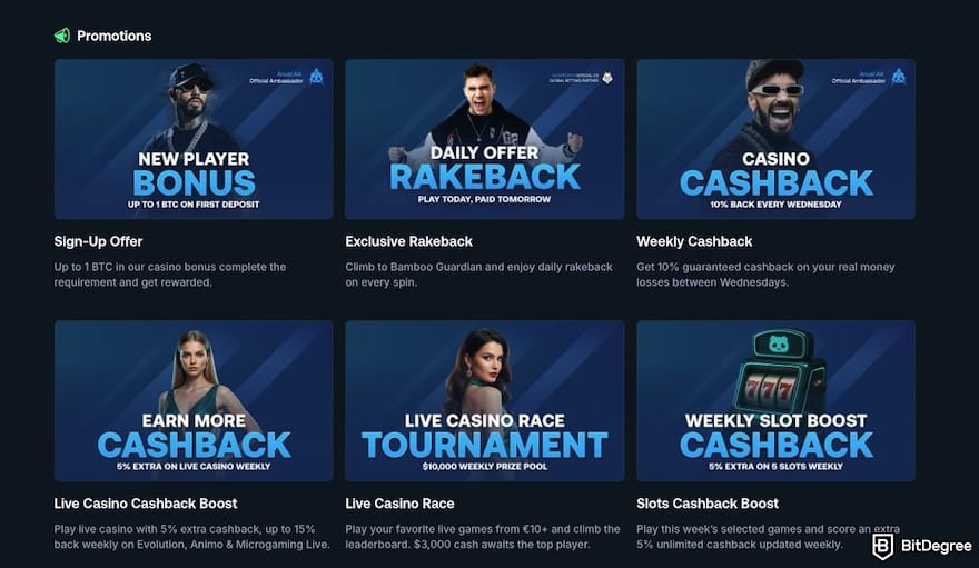 Gamdom casino review: Betpanda's promotion page.