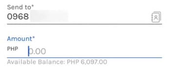 GCash review: enter the amount of PHP to send.