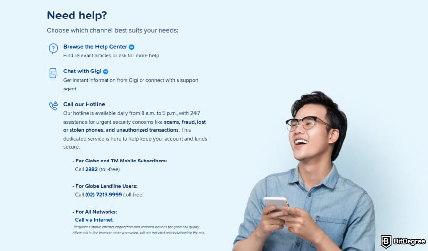 GCash review: help center.