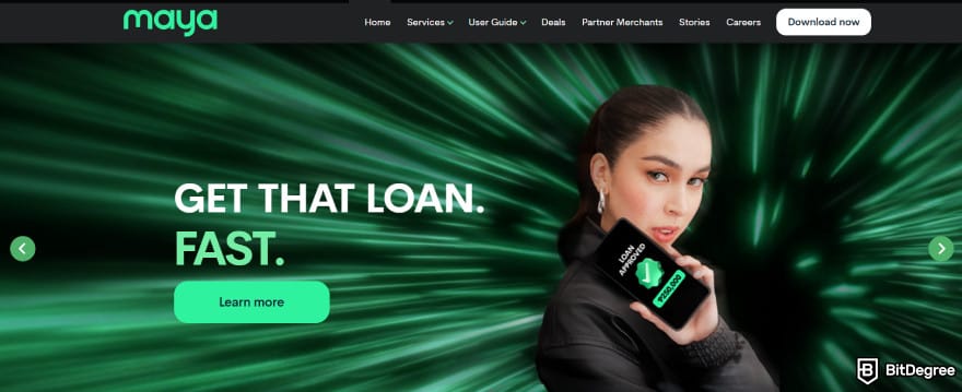 GCash review: Maya's homepage.