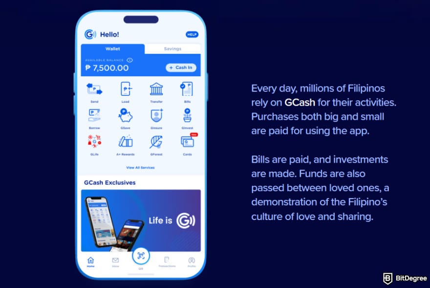 GCash review: GCash's user interface.