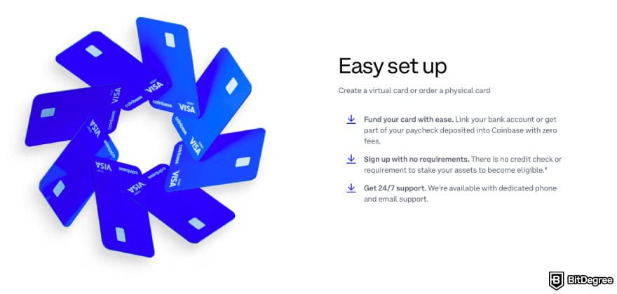 Gemini Credit Card Review: a screenshot of Coinbase Card's homepage.