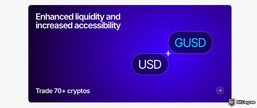 Gemini Credit Card Review: a screenshot of Gemini's cryptocurrency list description.