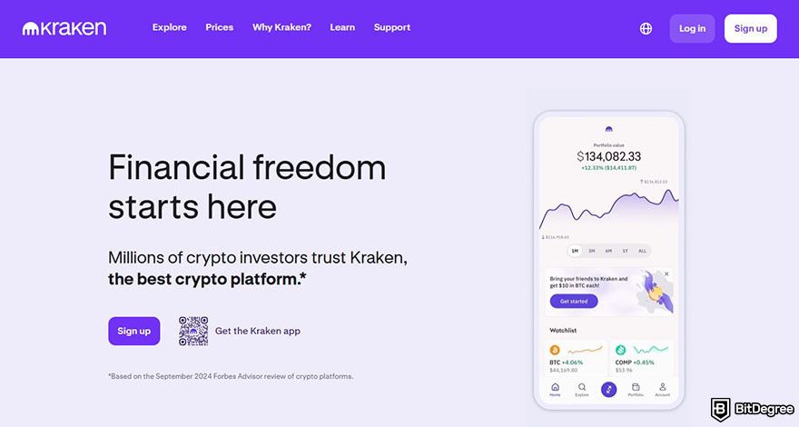 Gemini fees: Kraken homepage.