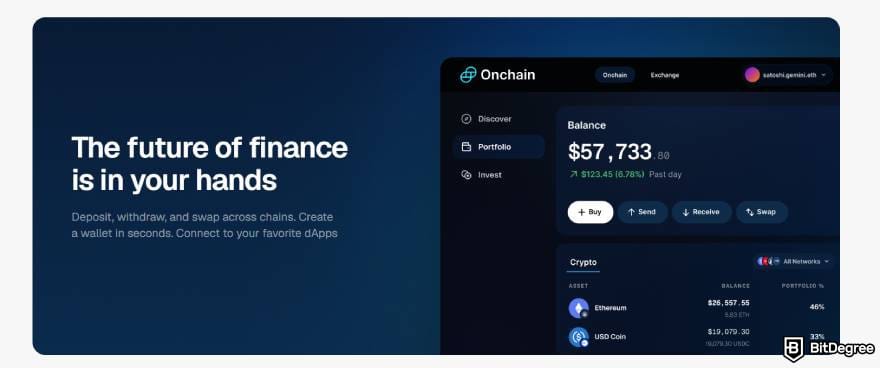 Gemini vs Binance: Gemini Onchain App.