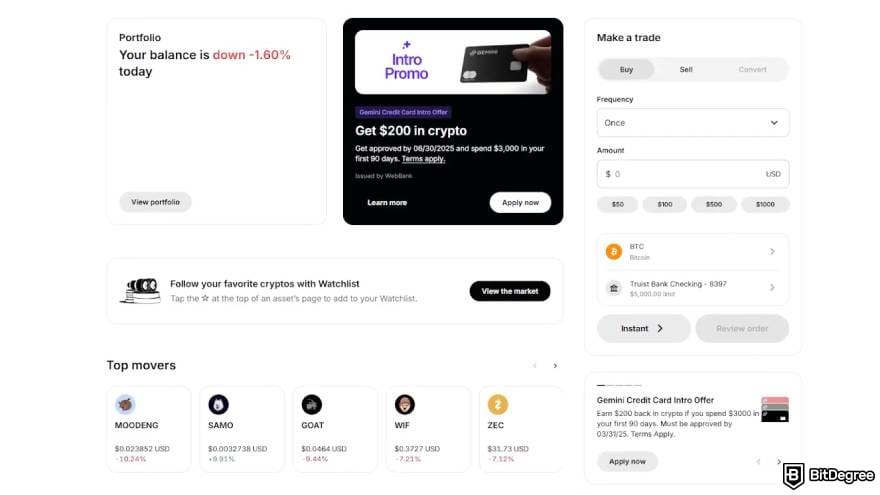 Gemini vs Binance: Gemini basic trading interface. Gemini vs Binance: Gemini basic trading interface.